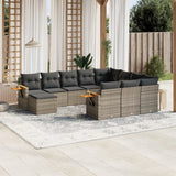 vidaXL 11-delige Loungeset met kussens poly rattan zwart