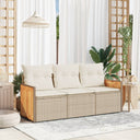 vidaXL 3-delige Loungeset met kussens poly rattan zwart