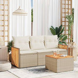 vidaXL 3-delige Loungeset met kussens poly rattan zwart