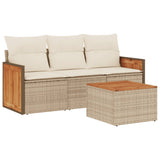 vidaXL 3-delige Loungeset met kussens poly rattan zwart