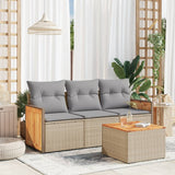 vidaXL 3-delige Loungeset met kussens poly rattan zwart