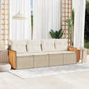 vidaXL 4-delige Loungeset met kussens poly rattan zwart