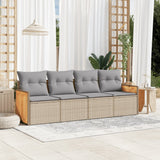 vidaXL 4-delige Loungeset met kussens poly rattan zwart
