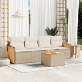 vidaXL 4-delige Loungeset met kussens poly rattan zwart