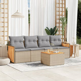 vidaXL 4-delige Loungeset met kussens poly rattan zwart