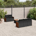 vidaXL 6-delige Loungeset met kussens poly rattan zwart