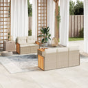 vidaXL 6-delige Loungeset met kussens poly rattan zwart