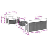 vidaXL 6-delige Loungeset met kussens poly rattan zwart