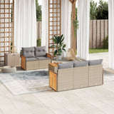 vidaXL 6-delige Loungeset met kussens poly rattan zwart