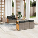 vidaXL 6-delige Loungeset met kussens poly rattan zwart