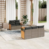 vidaXL 6-delige Loungeset met kussens poly rattan zwart