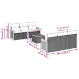 vidaXL 7-delige Loungeset met kussens poly rattan zwart