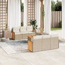 vidaXL 7-delige Loungeset met kussens poly rattan zwart