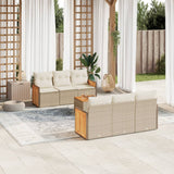 vidaXL 7-delige Loungeset met kussens poly rattan zwart
