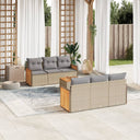 vidaXL 7-delige Loungeset met kussens poly rattan zwart