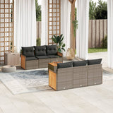 vidaXL 7-delige Loungeset met kussens poly rattan zwart
