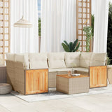 vidaXL 7-delige Loungeset met kussens poly rattan zwart