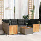 vidaXL 7-delige Loungeset met kussens poly rattan zwart