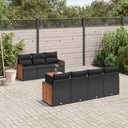 vidaXL 8-piece Lounge Set with Cushions Poly Rattan Black