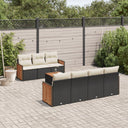 vidaXL 8-piece Lounge Set with Cushions Poly Rattan Black