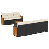 vidaXL 8-piece Lounge Set with Cushions Poly Rattan Black