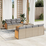 vidaXL 8-piece Lounge Set with Cushions Poly Rattan Black
