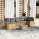 vidaXL 8-delige Loungeset met kussens poly rattan zwart