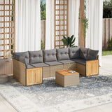 vidaXL 8-delige Loungeset met kussens poly rattan zwart