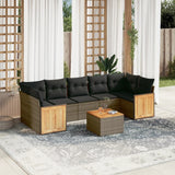 vidaXL 8-delige Loungeset met kussens poly rattan zwart
