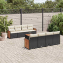 vidaXL 9-delige Loungeset met kussens poly rattan zwart