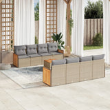 vidaXL 9-delige Loungeset met kussens poly rattan zwart