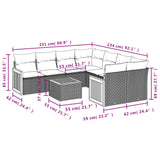 vidaXL 9-piece Poly Rattan Lounge Set with Cushions Black