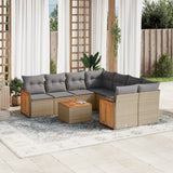 vidaXL 9-piece Poly Rattan Lounge Set with Cushions Black
