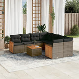 vidaXL 9-piece Poly Rattan Lounge Set with Cushions Black