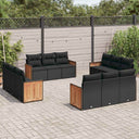 vidaXL 12-piece Lounge Set with Cushions Poly Rattan Black