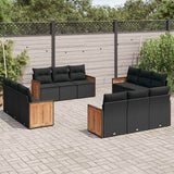 vidaXL 12-piece Lounge Set with Cushions Poly Rattan Black