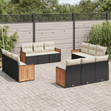 vidaXL 12-piece Lounge Set with Cushions Poly Rattan Black