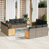 vidaXL 12-piece Lounge Set with Cushions Poly Rattan Black