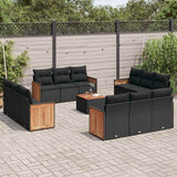vidaXL 12-piece Lounge Set with Cushions Poly Rattan Black