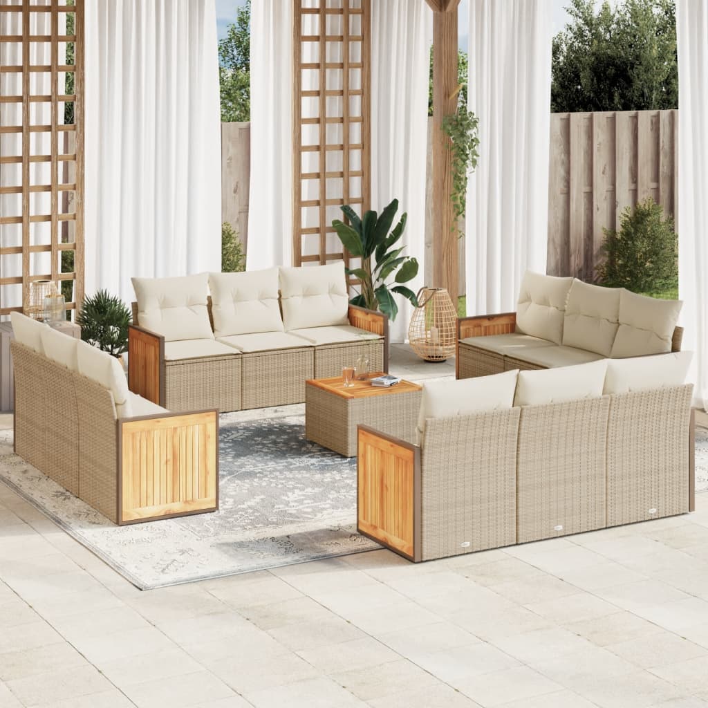 vidaXL 12-piece Lounge Set with Cushions Poly Rattan Black