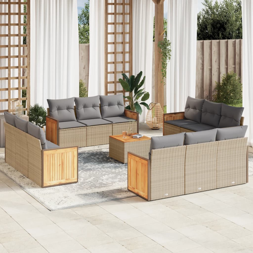 vidaXL 12-piece Lounge Set with Cushions Poly Rattan Black