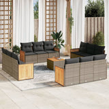 vidaXL 12-piece Lounge Set with Cushions Poly Rattan Black