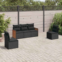 vidaXL 5-delige Loungeset met kussens poly rattan zwart