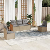 vidaXL 5-delige Loungeset met kussens poly rattan zwart
