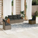 vidaXL 5-delige Loungeset met kussens poly rattan zwart