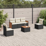 vidaXL 5-delige Loungeset met kussens poly rattan zwart