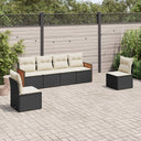 vidaXL 6-delige Loungeset met kussens poly rattan zwart