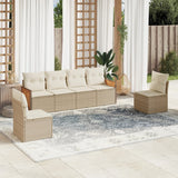 vidaXL 6-delige Loungeset met kussens poly rattan zwart