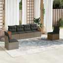 vidaXL 6-delige Loungeset met kussens poly rattan zwart