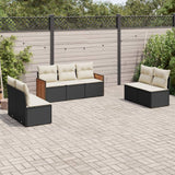 vidaXL 7-delige Loungeset met kussens poly rattan zwart